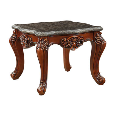 End Table, Natural Marble Top & Walnut