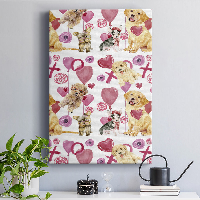 «Puppy Valentine Collection E», reproduction sur toile tendue, H 60 po x l 40 po x P 1 po