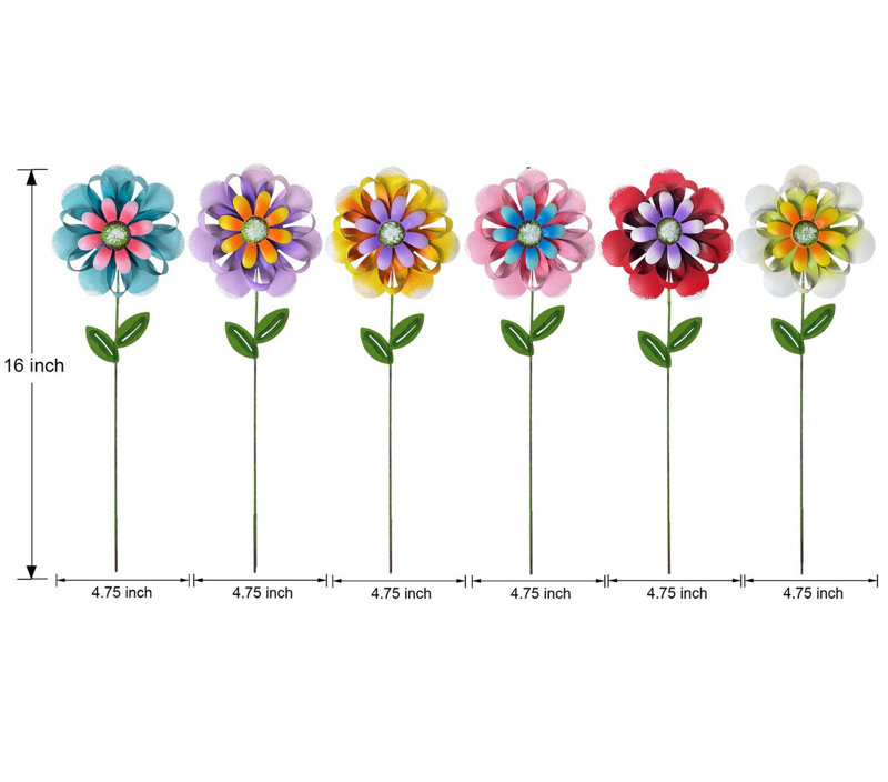 Piquets de jardin colorés en métal, 6 pièces