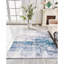 Tapis gris lavable à la machine à motif abstrait à motif abstrait turquoise-178811276