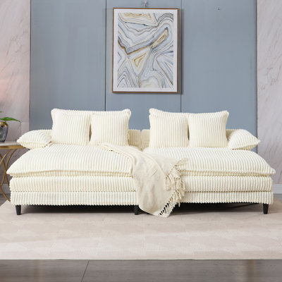 Balendin 110.00 "W Oversized Sleeper Couch,Double Chaises Lounge With Pillows, Could Plush Corduroy by Latitude Run