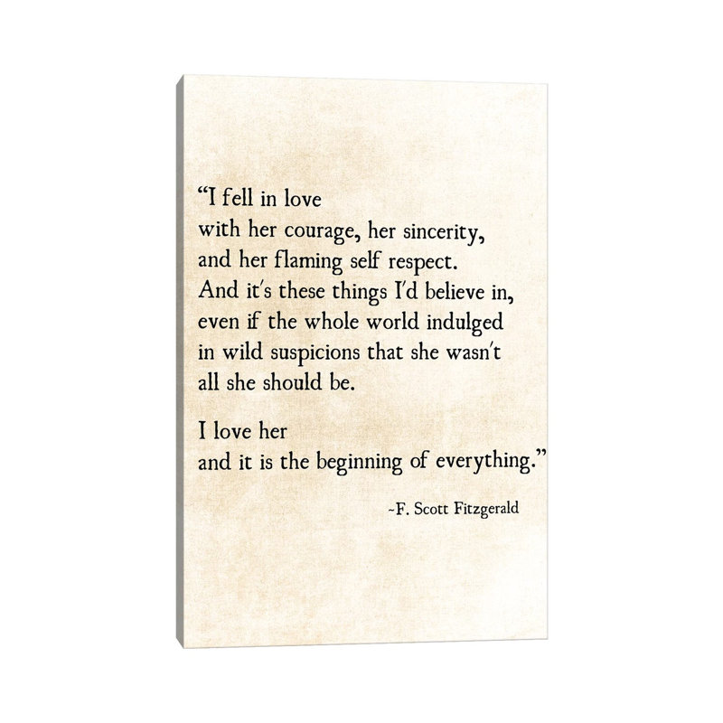 «I Fell In Love» par Debbra Obertanec - Art textuel sur toile tendue, H 18 po x l 12 po x 1,5 po