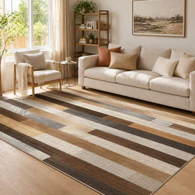 1Pcs Plank design low plush, printed Soft Fabric carpet, washable and easy to clean, large thin rug, non-slip backing, suitable for living room, bedroom, kitchen, office indoor use for home detor