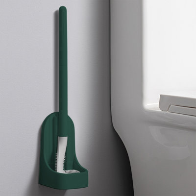 Brosse de toilette à poignée longue détachable avec base en caoutchouc souple sans coins de toilette