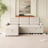 Convertible Sleeper Combo Sofa, Convertible Sofa Bed Polyester Pullout Bed With Storage Recliner And Cup Holder For Living Room, Tight Spaces