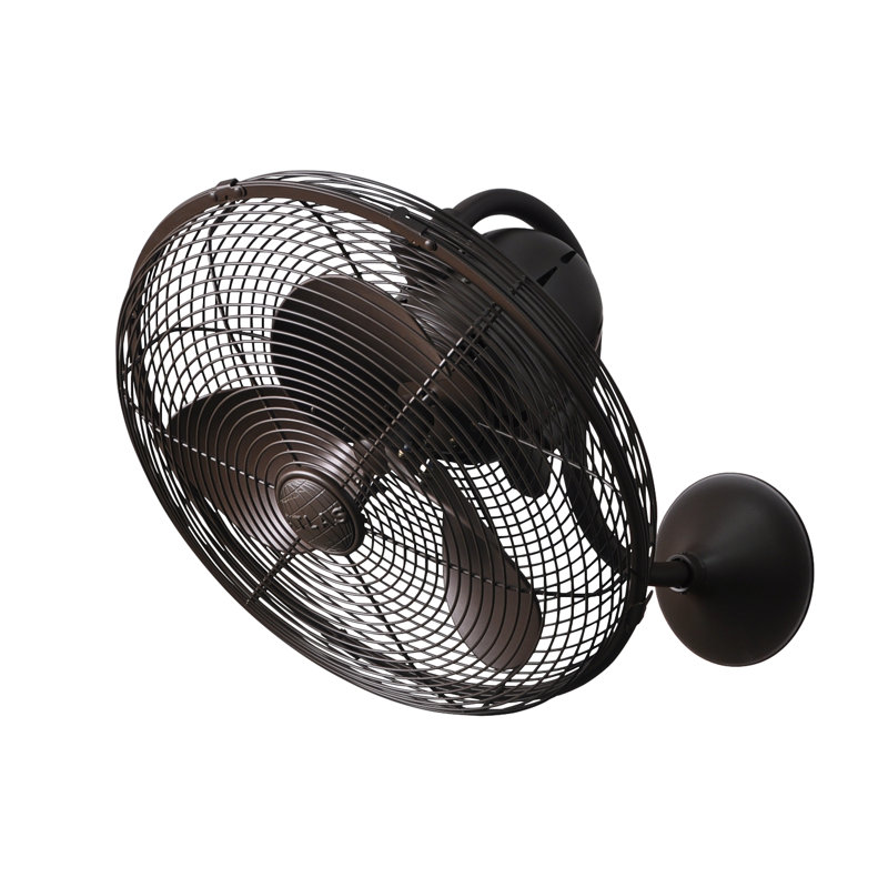 Laura Metal Blades 16" Oscillating Wall Mounted Fan, Textured Bronze Finish