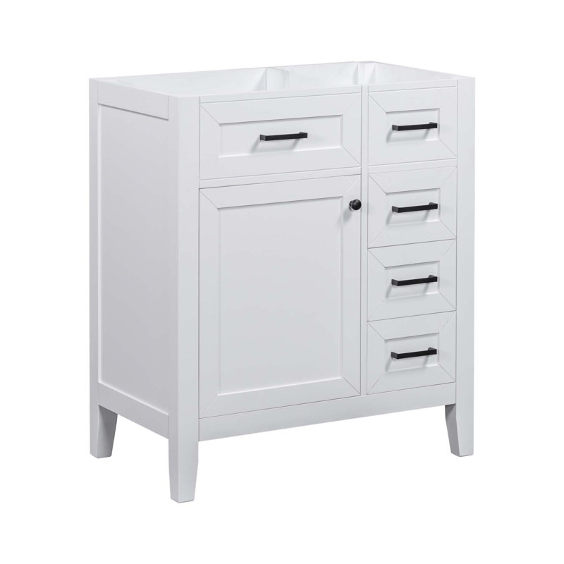 (Base seulement) Meuble-lavabo avec tiroirs 30 po sans lavabo, Blanc