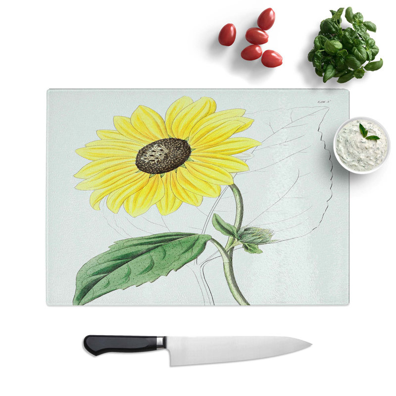 Tempered Glass a Californian Sunflower Chopping Board, 39 cm W x 28.5 cm L