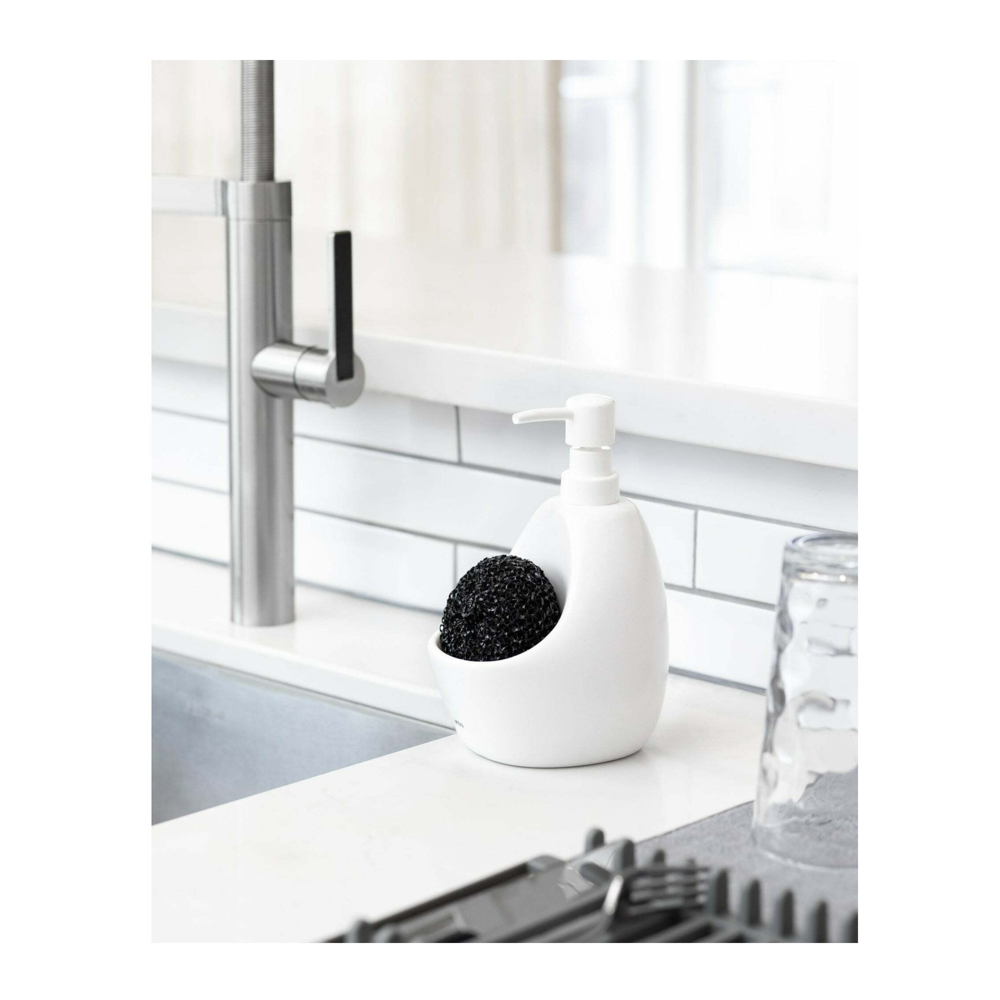 Dish Soap Dispenser for Kitchen, Soap Dispenser and Sponge Holder, Soap  Pump Dispenser, 2-in-1 One Hand Soap Pump Dispenser