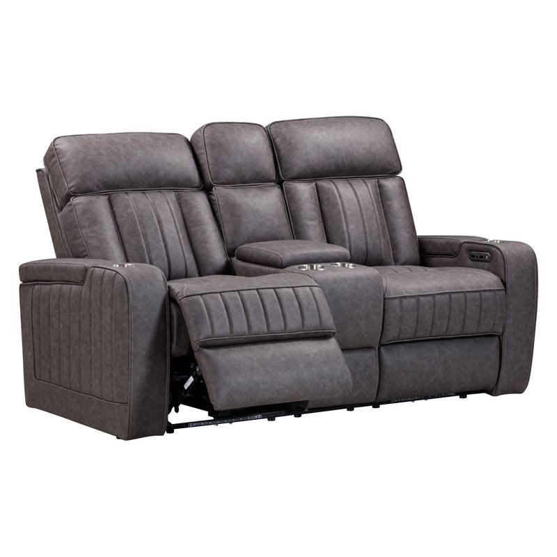 Power Reclining Console Loveseat, Mercury Polyester