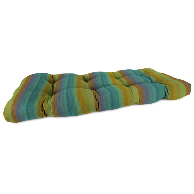 Sunbrella 44" x 18" Contoured Outdoor Wicker Bench Cushion, Astoria Lagoon