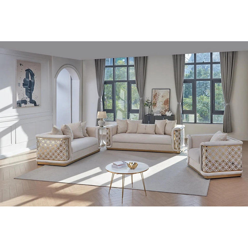 Ensemble de salon Kimmika, Tissu crème