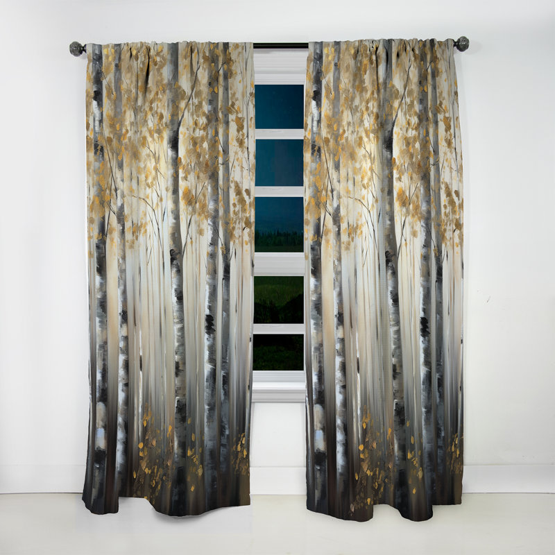 Birch Tree Forest Wonderland V - Tree Room Darkening Nature Curtain - 1 Panel, 52" W x 90" L
