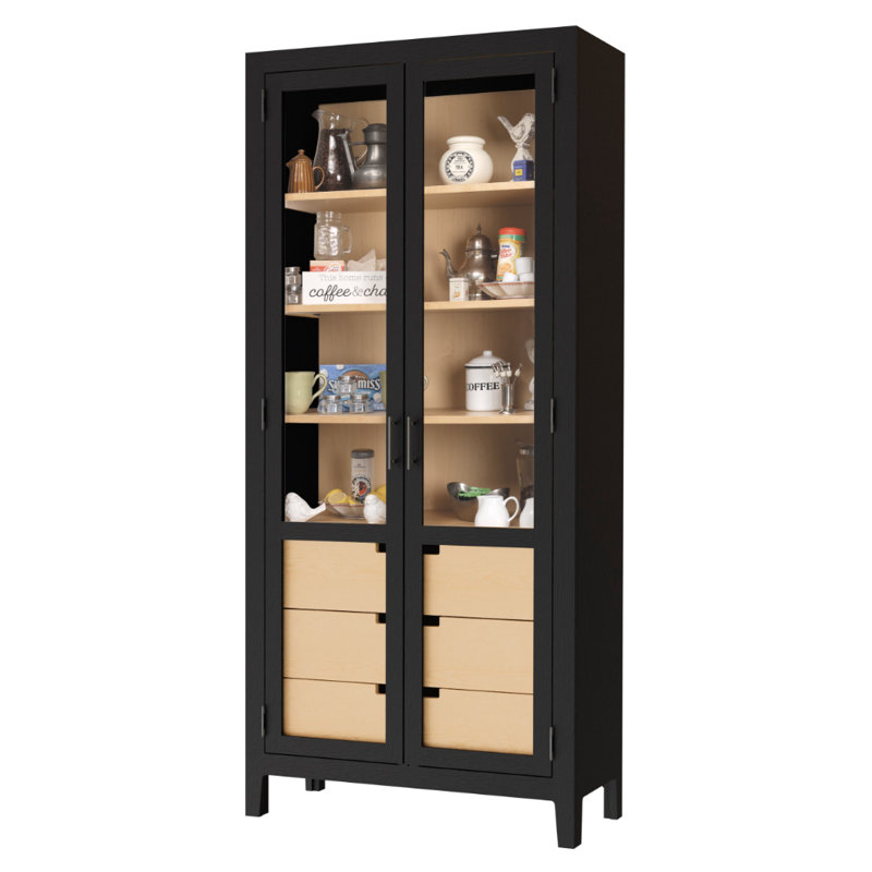 Willa II Storage Cabinet, Aged Black/Brown