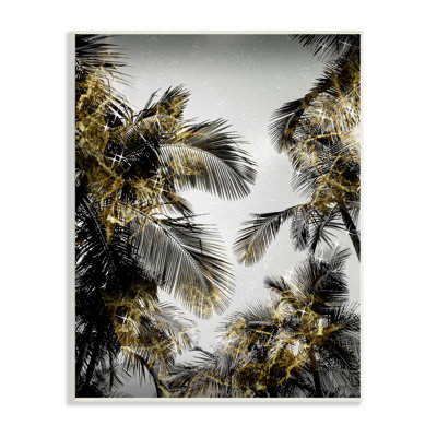 " Tropical Palm Fronds Glam Sparkle Trees Black Gold " by Ziwei Li