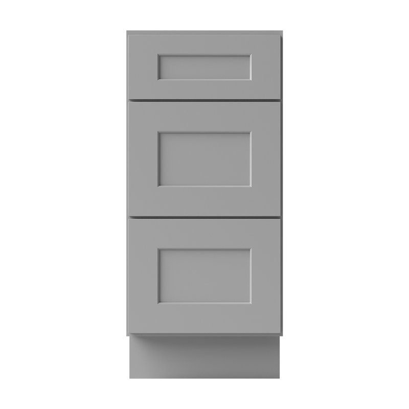Armoire de salle de bain en bois massif prête à assembler, Gris, 15"
