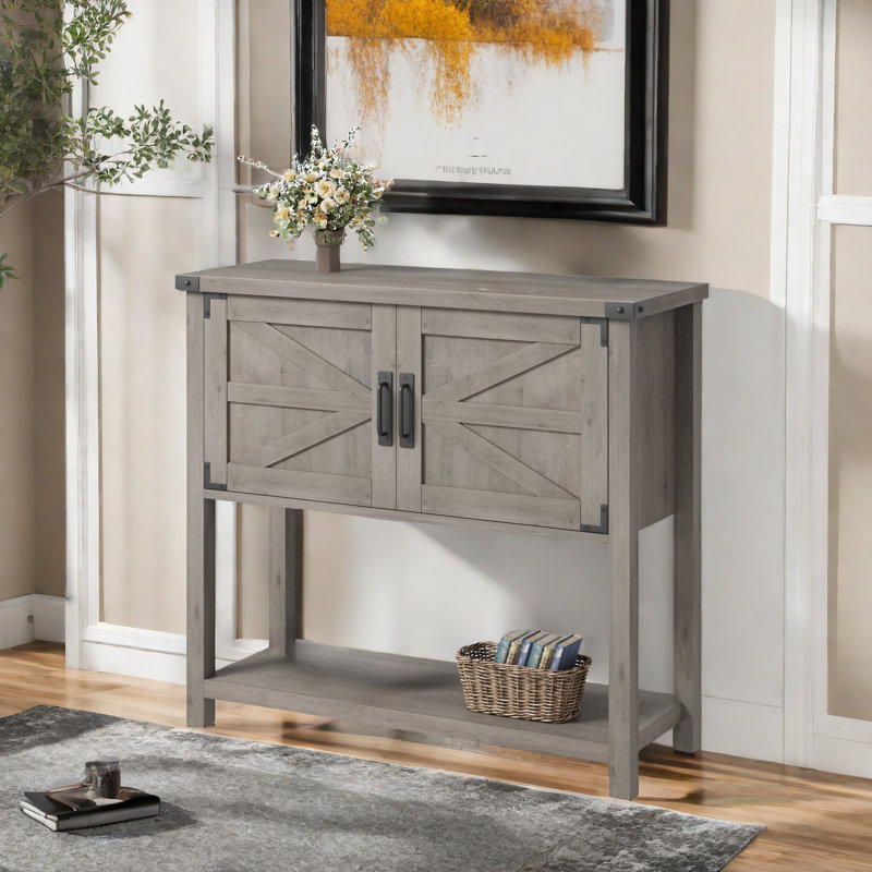 Console 31,5 po Jiaxin, Gris, Gris