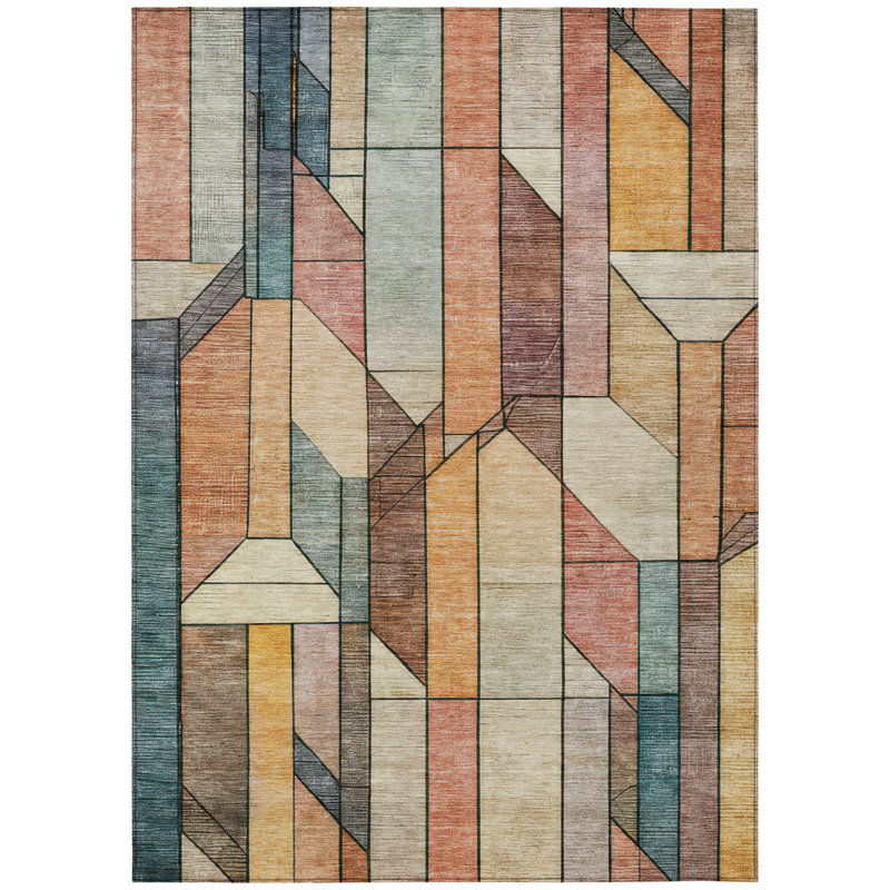 Machine Washable Indoor/Outdoor Chantille ACN2867 Modern Rug, 10' x 14', Coral