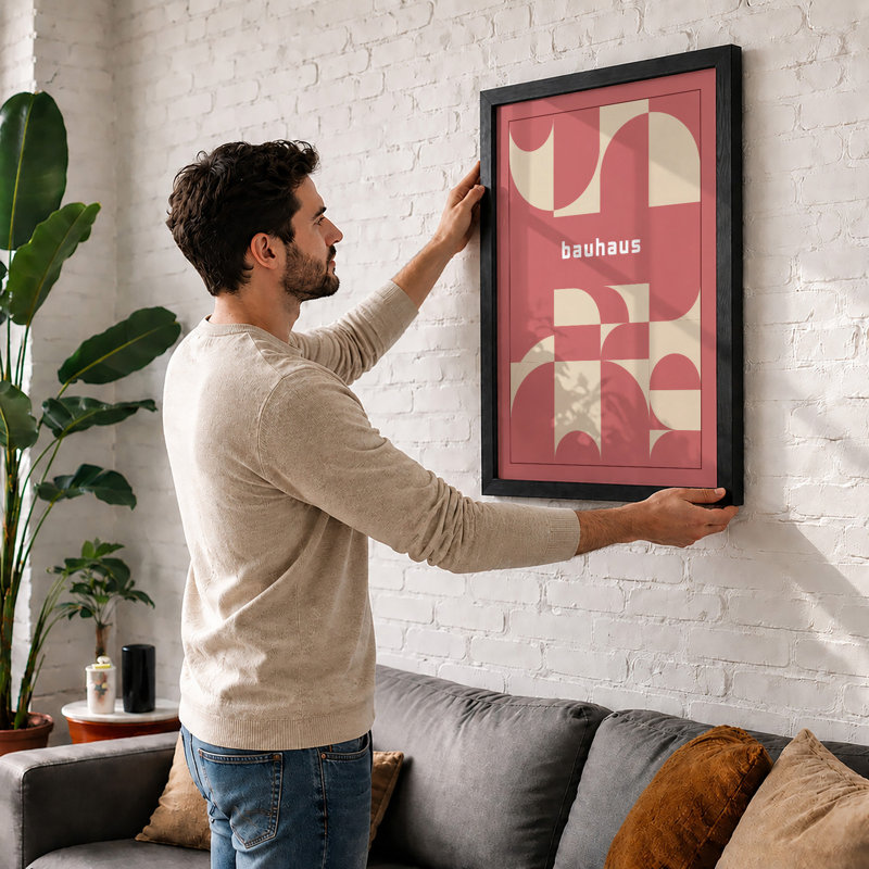 Bauhaus Geometry Geometric - Framed Print, A4 - 29.7 x 21.0 cm, White