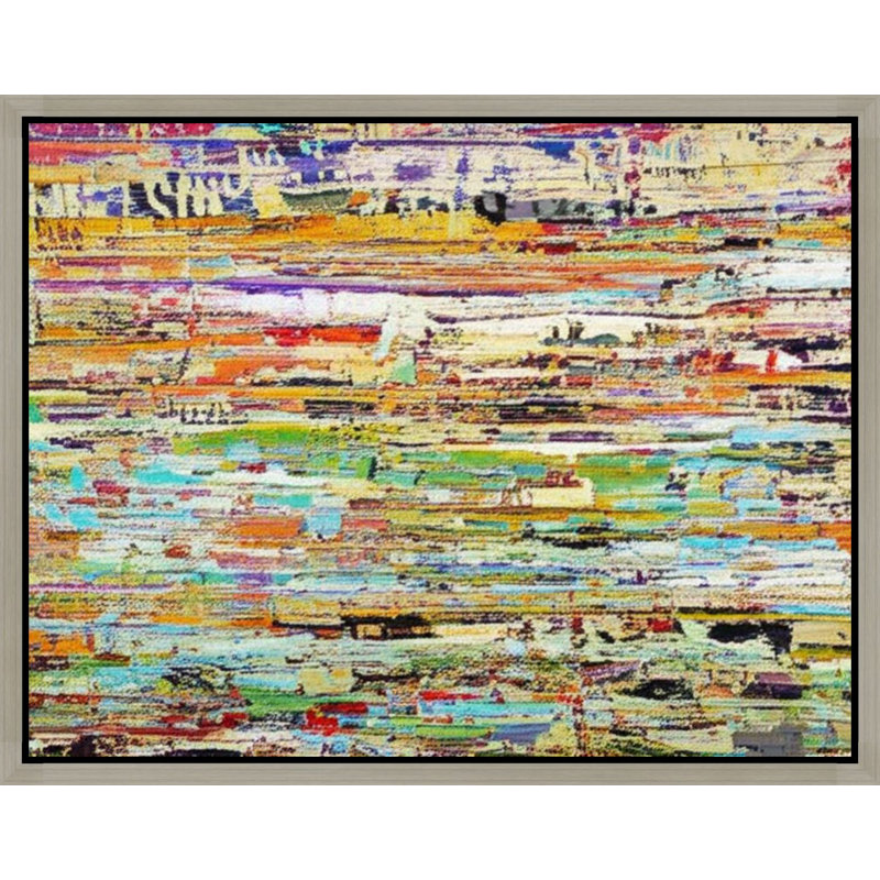 «Vibrant Abstract Textured Landscape», art mural sur toile encadrée, Silver, 11" H x 14" W