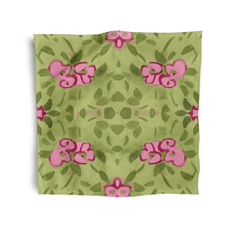 Lonston Polyester Floral Square Napkin, Pink