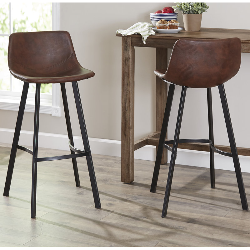 Kayenta Upholstered Counter Stool with Metal Frame, Snake Skin Brown, Black