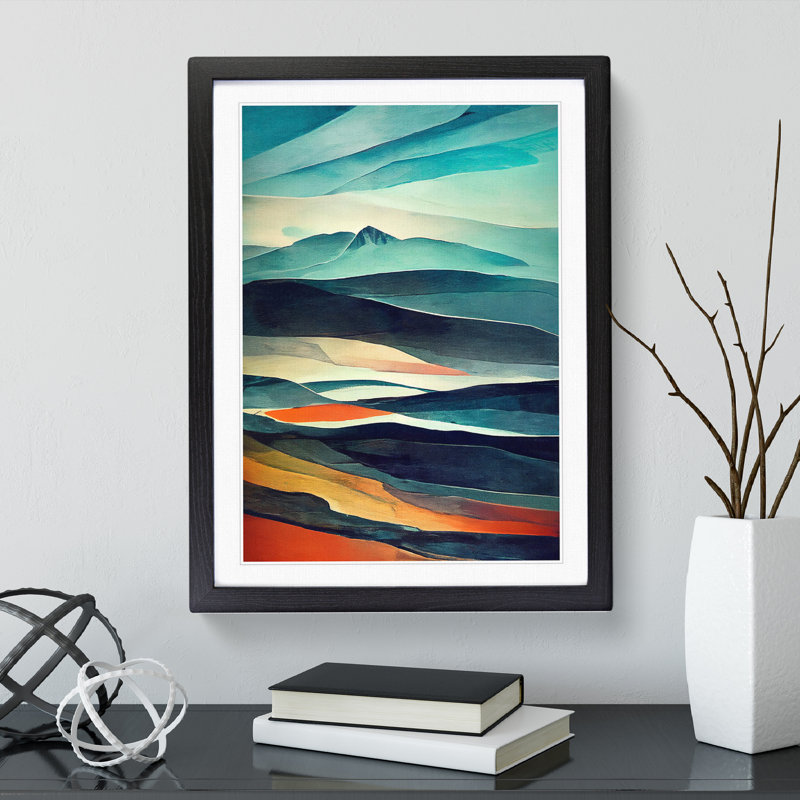 Mountain Landscape Abstract No.2 - Framed Print, Black, 64cm H x 46cm W