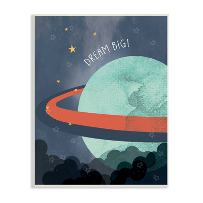 «Dream Big Retro Green Space», art mural sur toile tendue XXL par Daphne Polselli