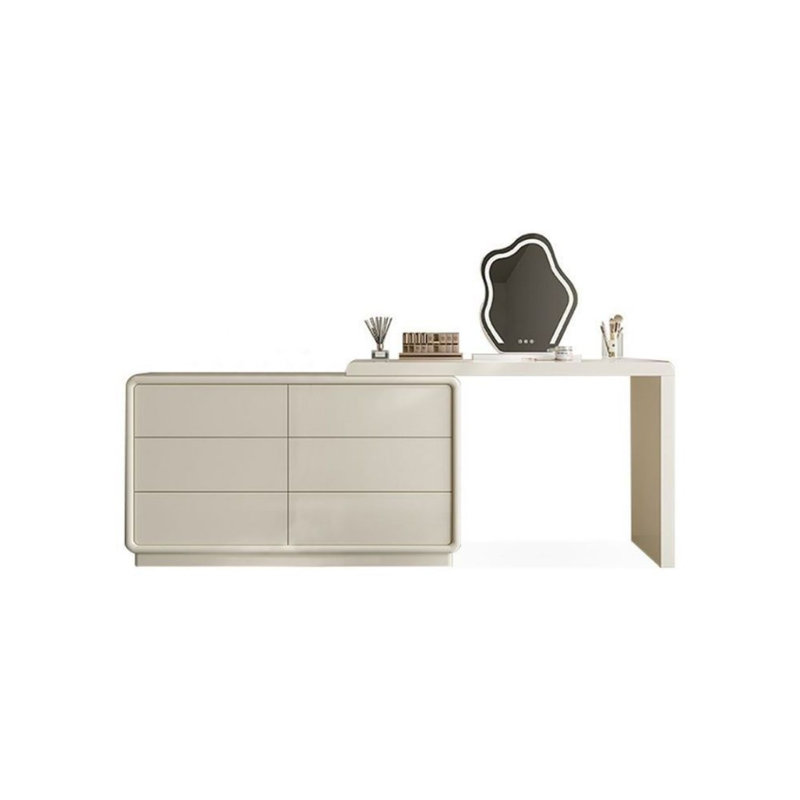 Coiffeuse avec miroir lumineux, 6 tiroirs, prise de courant