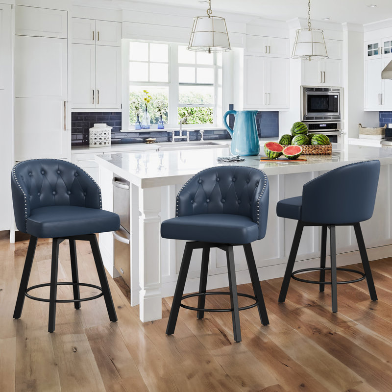 Tabouret de comptoir pivotant 25,98 po Drish, Bleu
