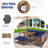 Latitude Run® 8pcs Patio Dining Set Acacia Wood L Shaped Sectional Sofa Set W/ Navy Cushions