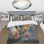 Ensemble de housse de couette en microfibre / polyester Blue Little Bird On Rose Tree Banch I-1932153221