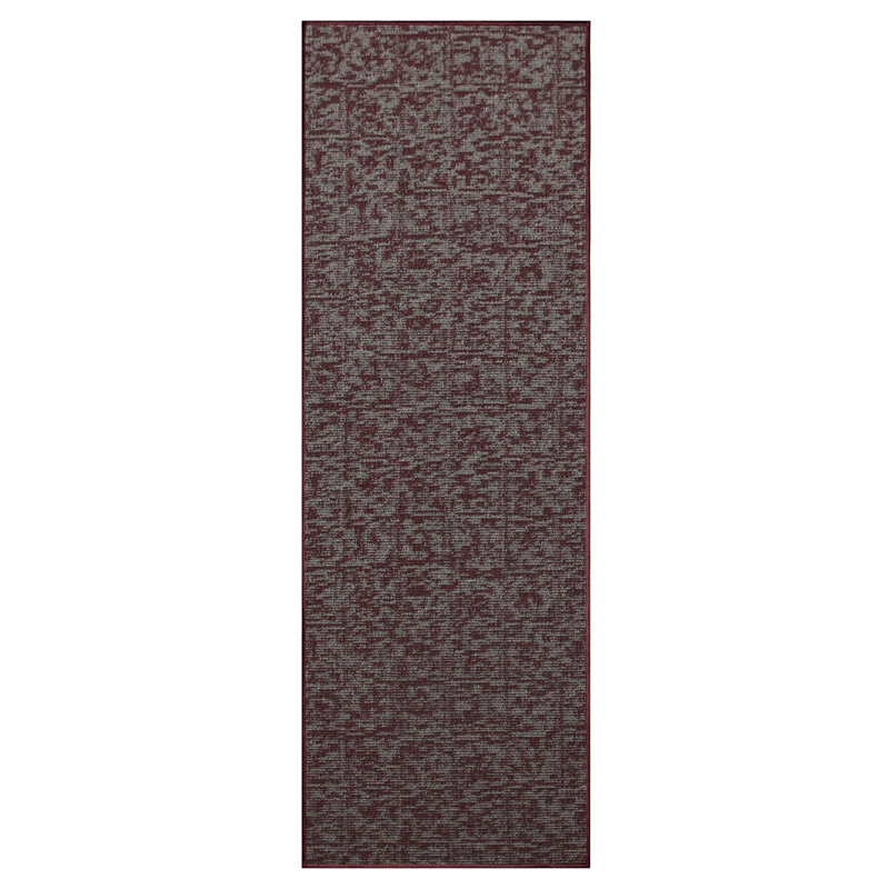 Tapis décoratif Elemental - imprimé géométrique vieilli bourgogne, Tapis de couloir 4 pi x 30 pi
