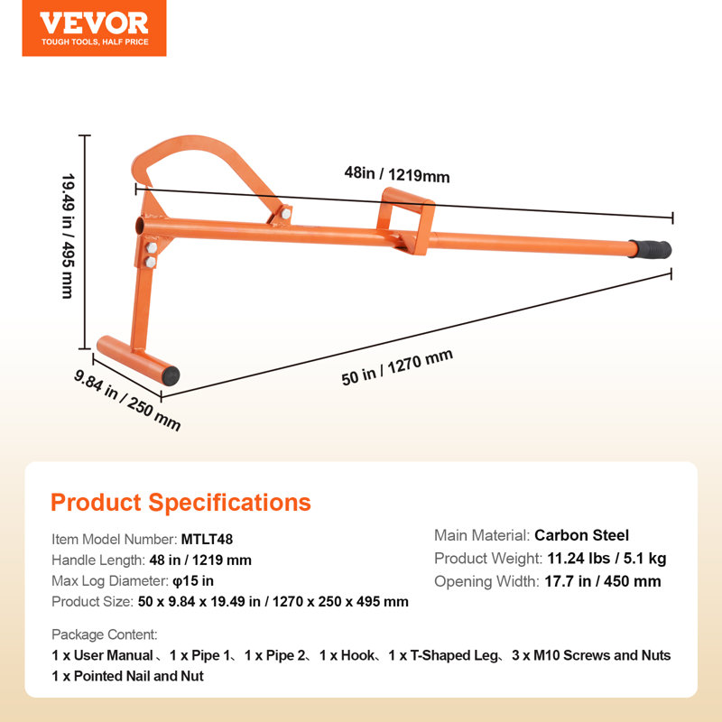 Lève-bûches 4 en 1 VEVOR Timberjack