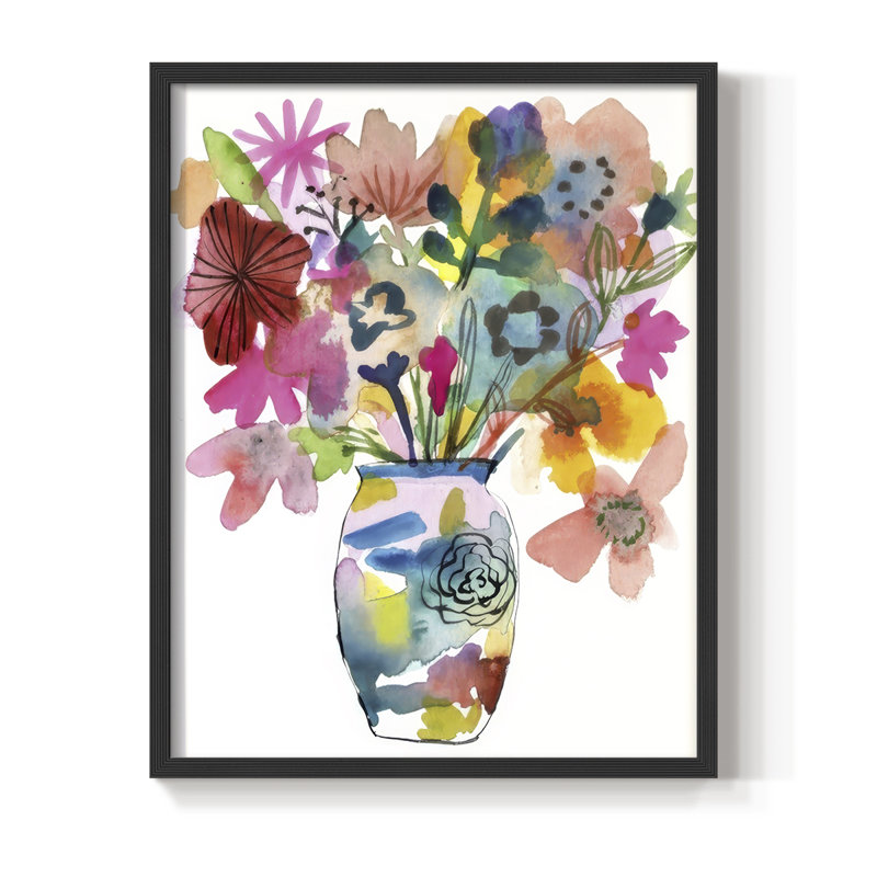 Linear Bouquet I, reproduction encadrée - bois massif, Noir, noir, noir, noir, H 21 po x l 17 po