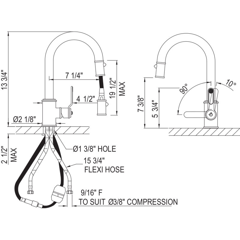 Armstrong™ Pull-Down Bar Faucet with Accessories, Unlacquered Brass