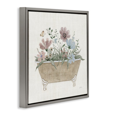 Cottage Florals in Bathtub Floating Frame, design by Janet Tava