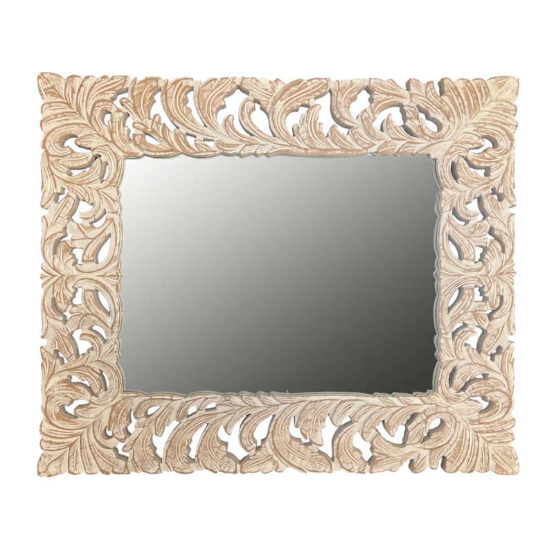 Miroir d'appoint mural encadré en bois de couleur ivoire