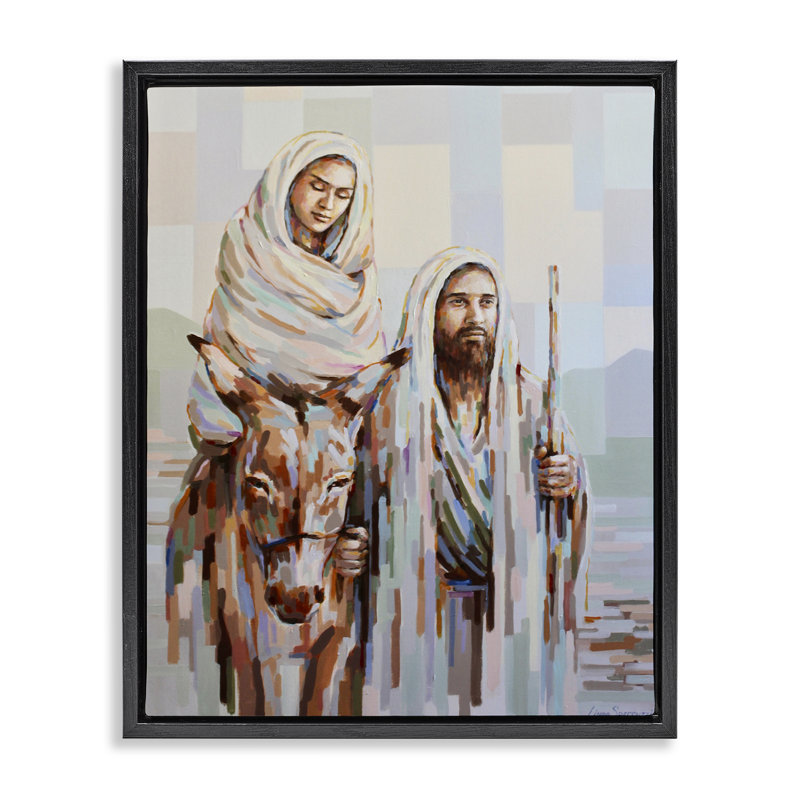 Art mural sur toile The Nativité, H 21 po x l 17 po, Cadre flottant noir de jais