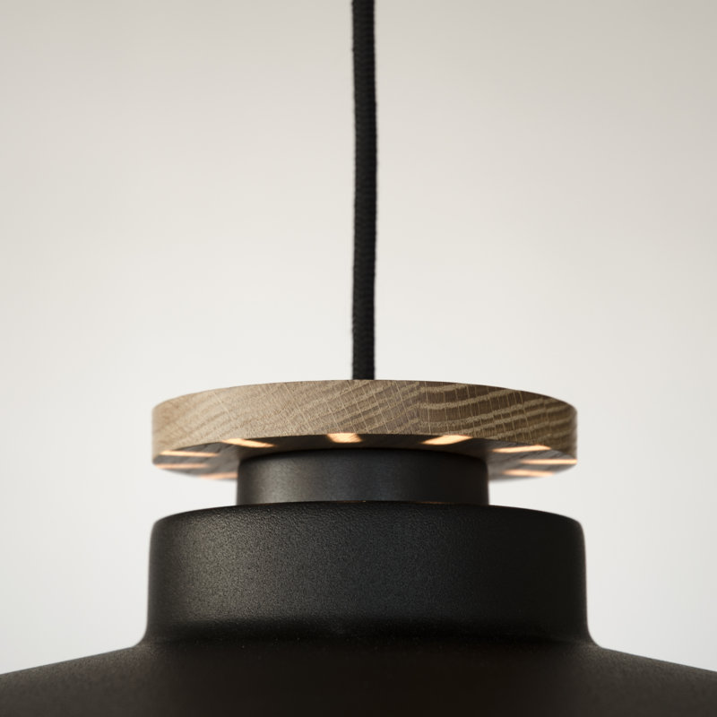 1 - Light Dome Pendant, Flat Black/Nature