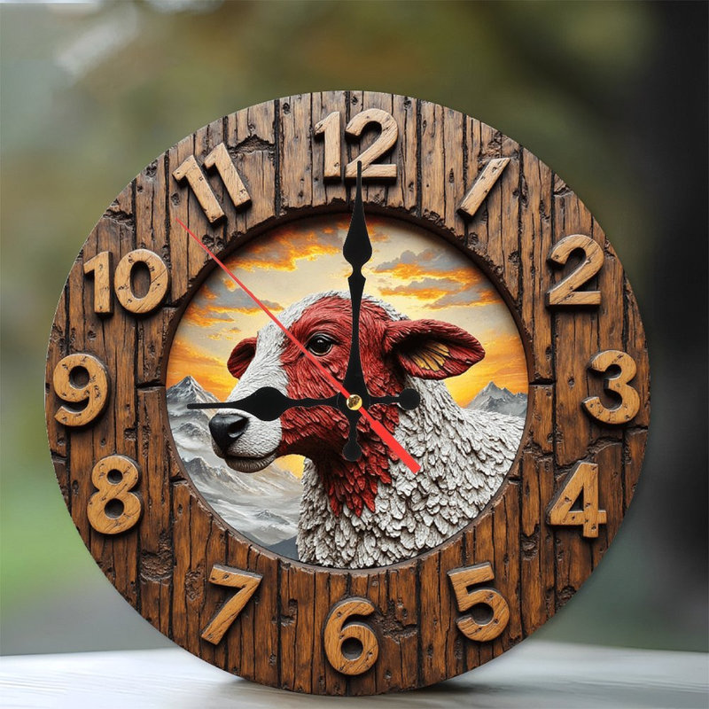 Horloge murale en bois mouton rustique