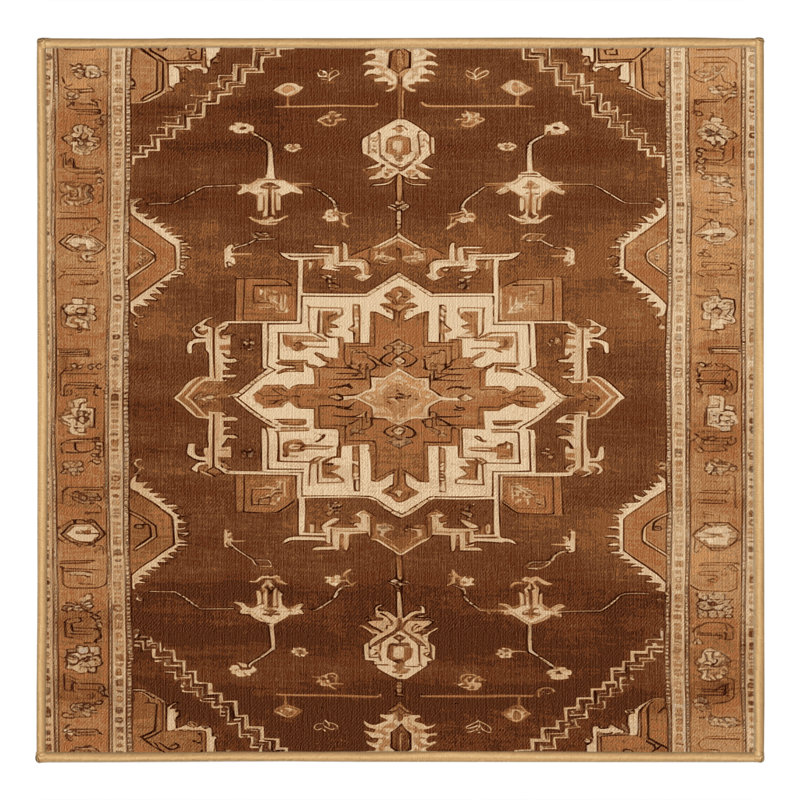 Tapis brun lavable à la machine, Carré 4 pi