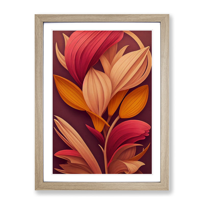 Flowers No.1 - Single Picture Frame Print, 64cm H x 46cm W x 2cm D, Oak Framed
