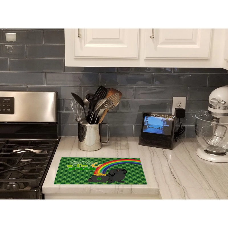 Black Pekingese St. Patrick's Day Tempered Glass Cutting Board – Decorative Large Size Chopping Board For Serving