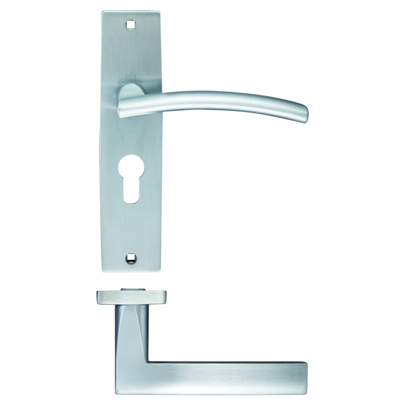 Amalfi Euro Lock Door Handle, Satin Chrome