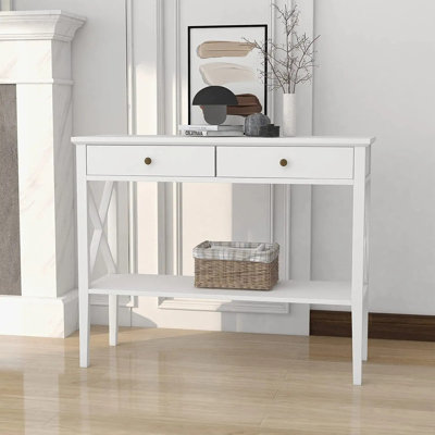 39.4" W Console Table with 2 Drawers and Storage Shelf