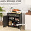 Buffet - 2 tiroirs, portes, tablette réglable en noir patiné avec comptoir en bois massif à finition peinte