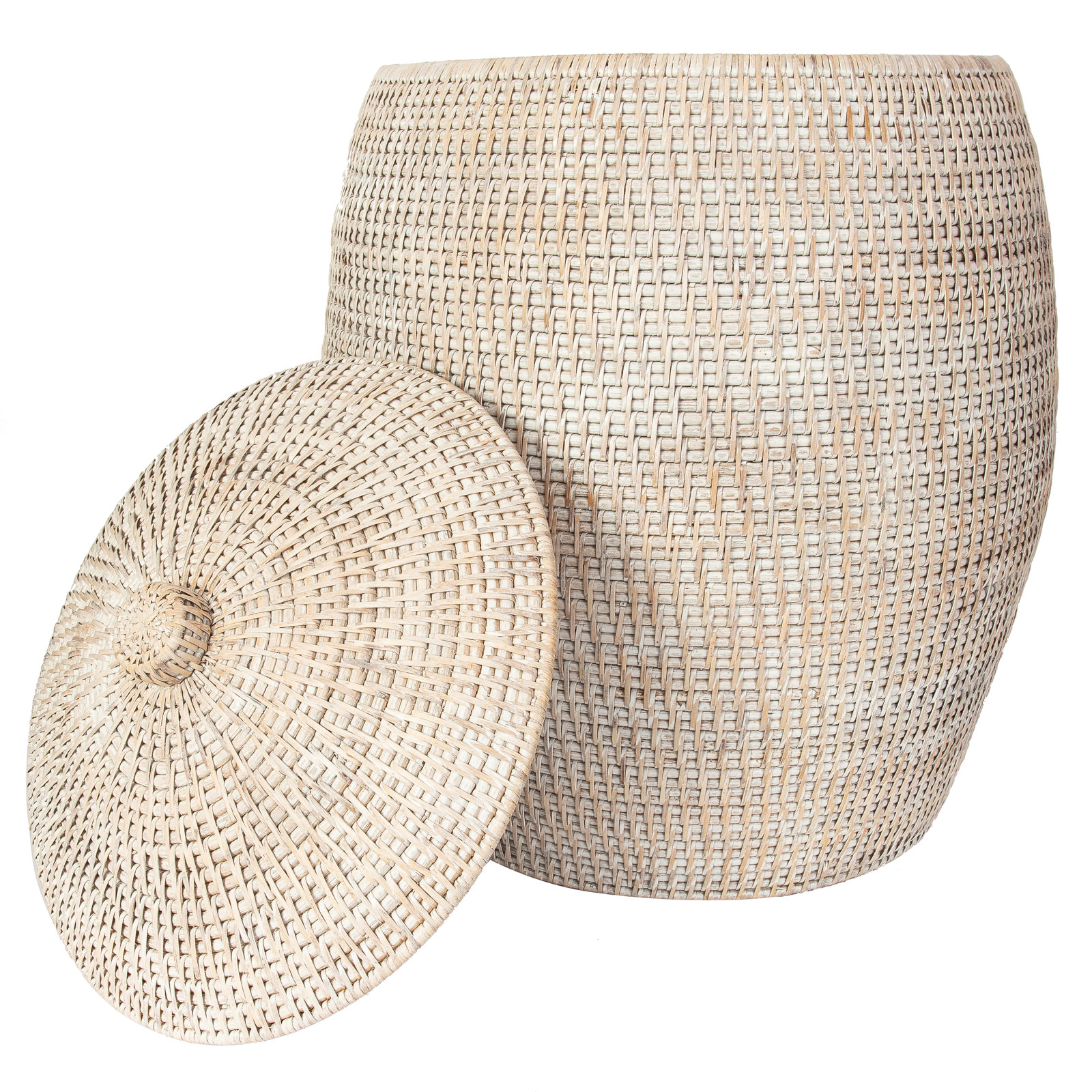 Beehive Laundry Hamper with Liner, White Wash