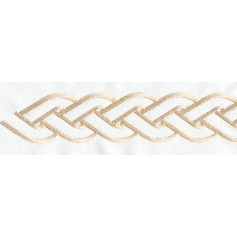Sandra Percale Flat Sheet, Ivory/White, Queen