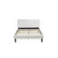 Ensemble de chambre à coucher 3 pièces pour grand lit - Base de lit capitonnée à boutons avec tête de lit tapissier en tissu de velours blanc lin et table de chevet au fini gris urbain-1233052786